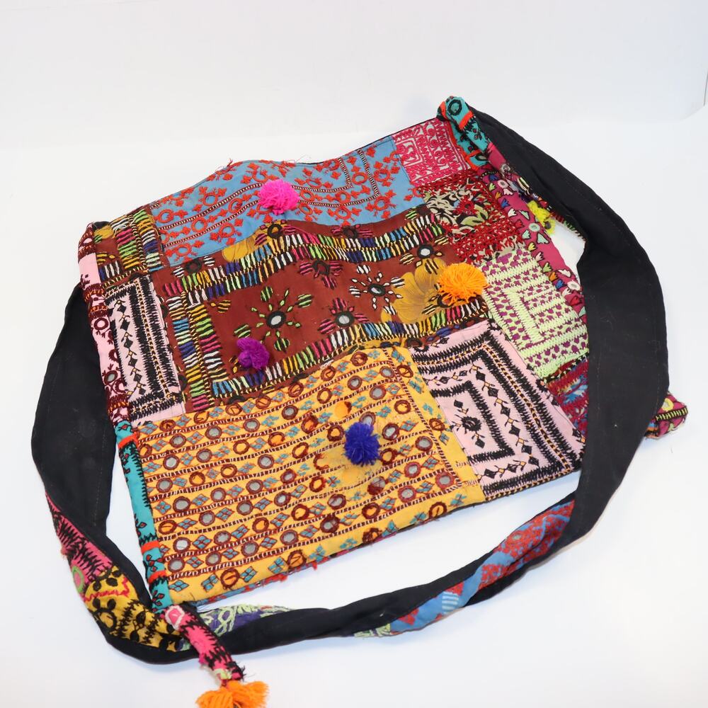 Handmade Boho Tribal Festival Bag Mirror Work Embroidered Patchwork Tote